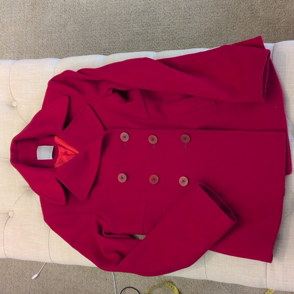 Fleurette Red Double-Breasted Pea Coat - Picture 11 of 13